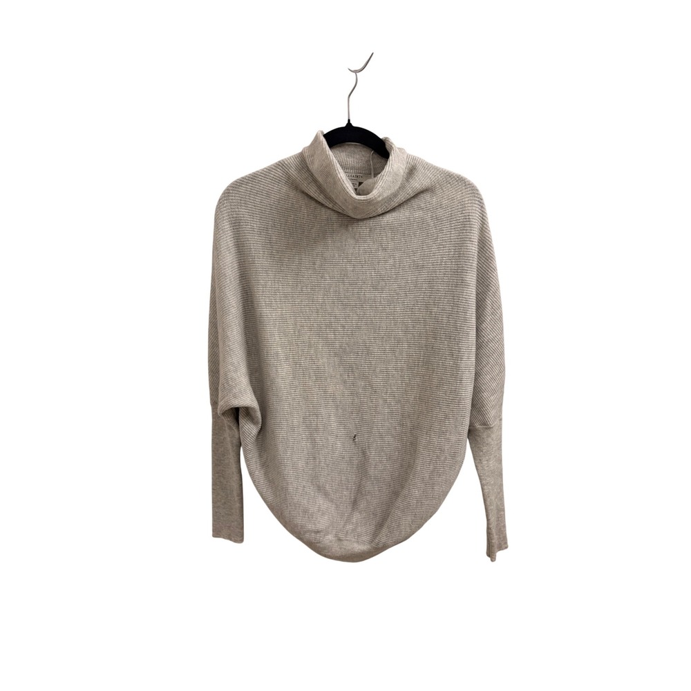 Sweater Turtleneck Minimalist AllSaints Women XS Oatmeal Wool‎ Cashmere Batwing